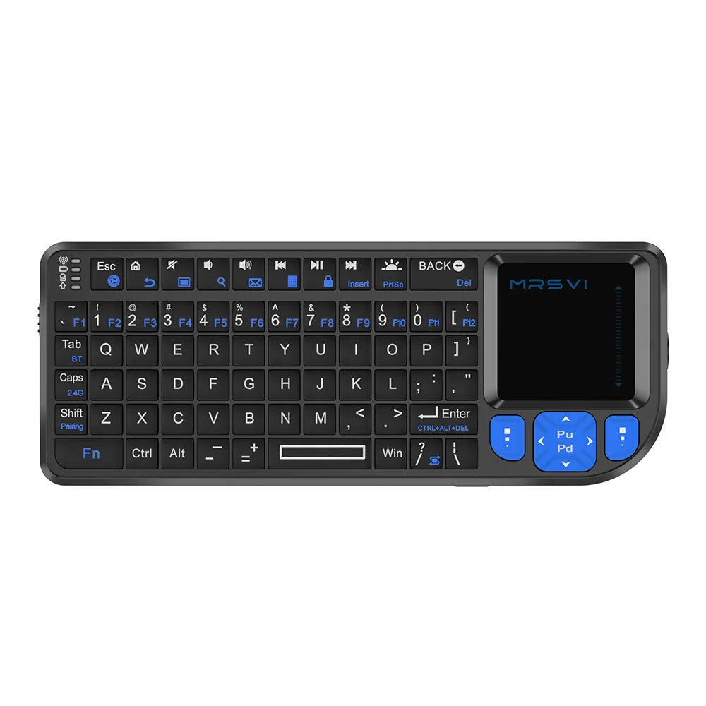 MRSVI Mini-Bluetooth-Tastatur A8 PLUS, beleuchtete 2.4GHz-Wireless-Tastatur mit Touchpad für Android TV Box, Mac, Laptop, Windows