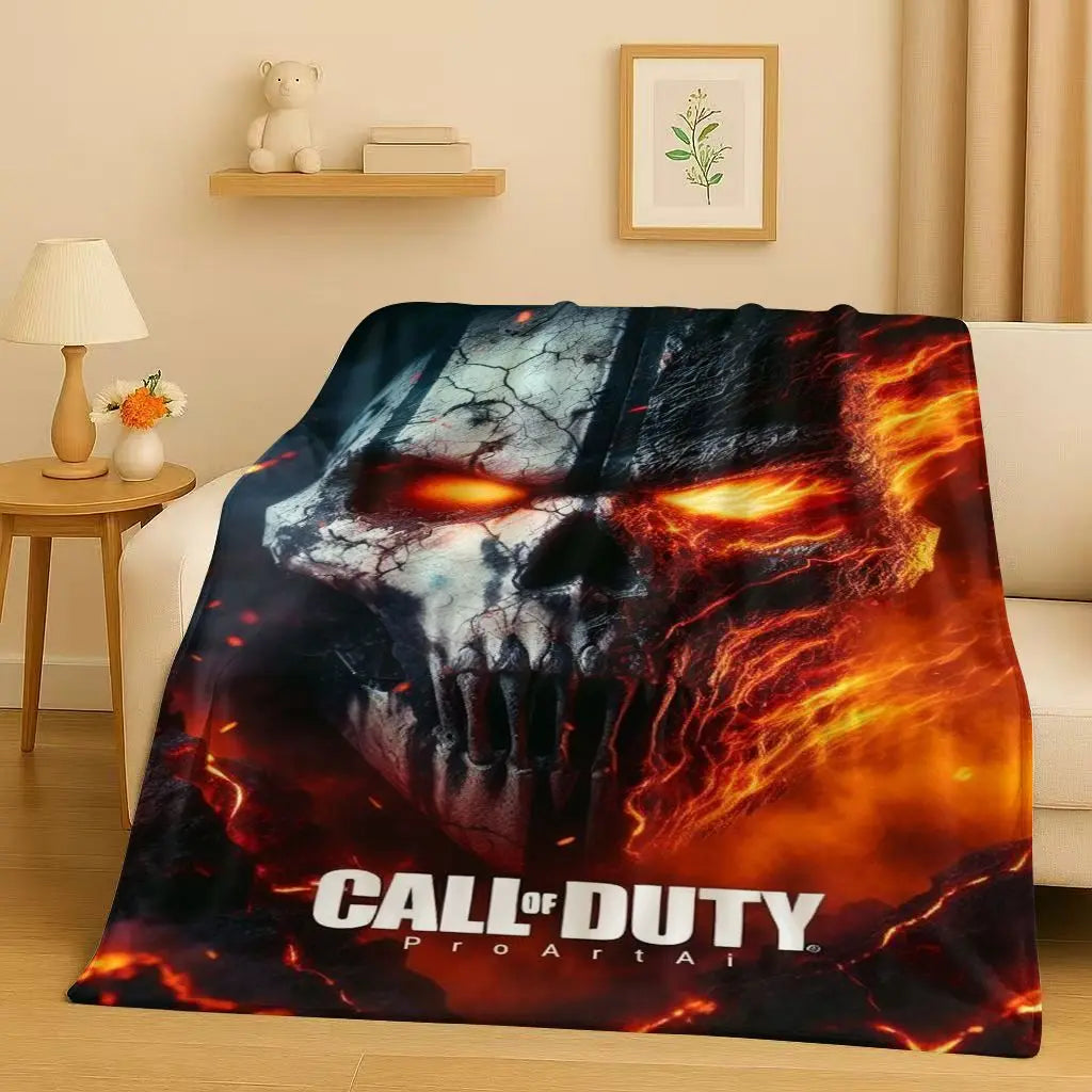 HD Classic Gun Game Call of Duty COD Ghost Simon Flannel Blanket,Ultra Soft Warm Plush Throw for Home Bedroom Bed Sofa Cover Kid