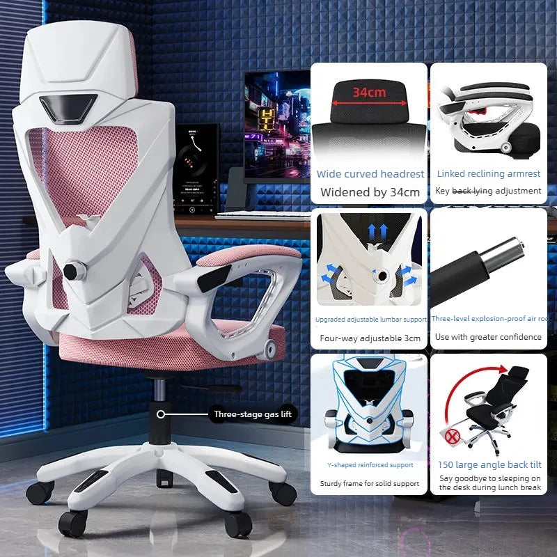 Luxury Ergonomic Office Chair Recliner Gaming Chair with Armrests, High Back Swivel Office Chair, Comfortable Home Office Furniture with Adjustable Height