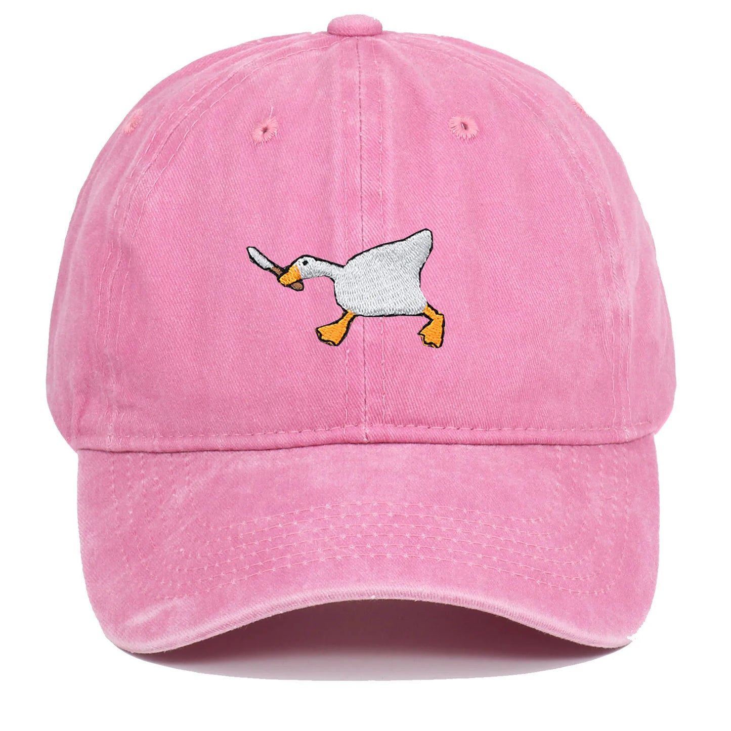 Embroidered baseball cap with goose pattern for men and women, casual and fashionable city style duckbill cap
