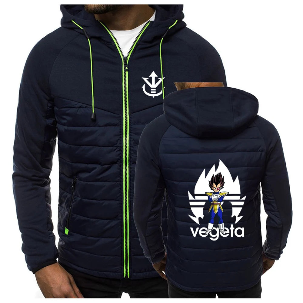 2026 Men's Saiyan Vegeta Avant-garde Style Patchwork Jacket Spring And Autumn Dragon Ball Logo Print Trendy Coat Hoodies, Produit gaming premium Fraquane