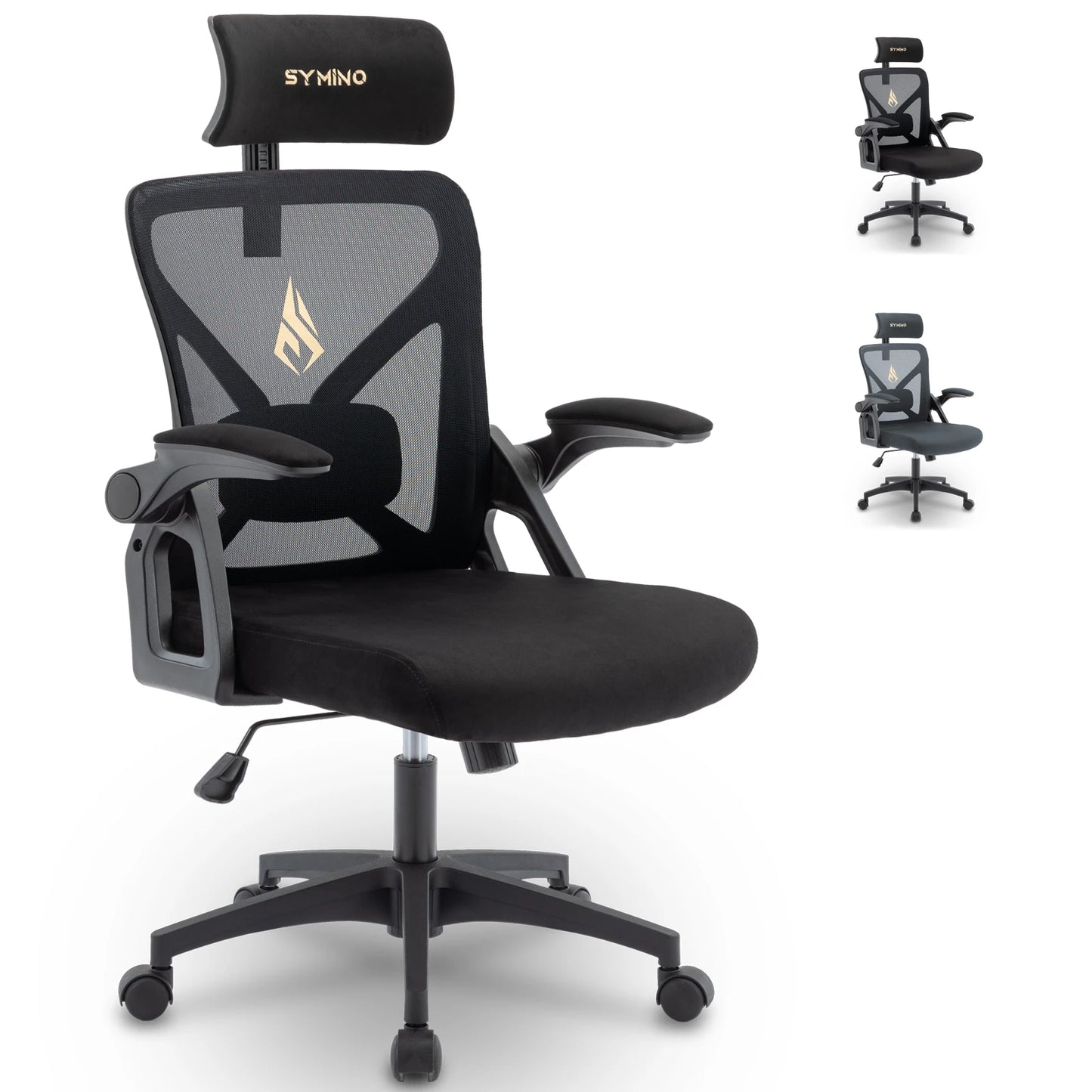 Symino Ergonomic Office Chair with Adjustable Headrest, Armrests & Lumbar Support, Rotating Rocker Executive Desk Chair for Home and Work
