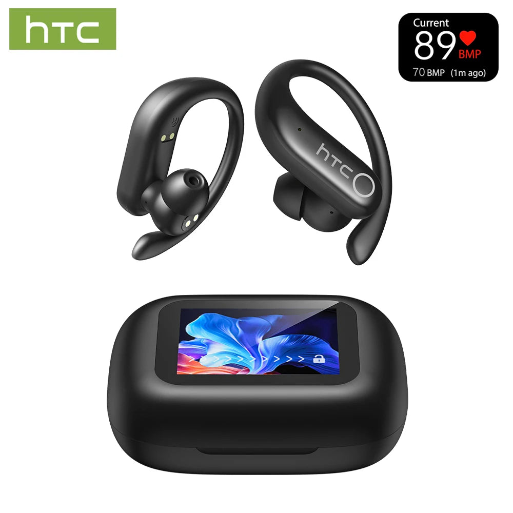 HTC NE61 Bluetooth Earphones – Premium Wireless Noise Reduction Sports Earbuds with AI Translator, Heart Rate Monitor & HD Bass