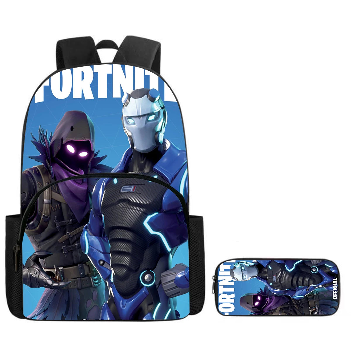Conjunto Fortnite de 2 peças: mochila com bolso frontal e estojo, grande capacidade, mochila escolar cartoon, presente para crianças, rapazes e raparigas, dos 5 aos 8 anos
