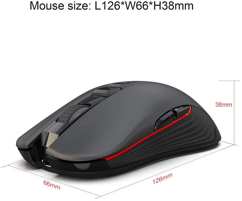 Mouse de gaming wireless 2.4G USB-C reîncărcabil 3600DPI, 7 butoane, Type-C, silențios, pentru Macbook, laptop, PC, jocuri și computer