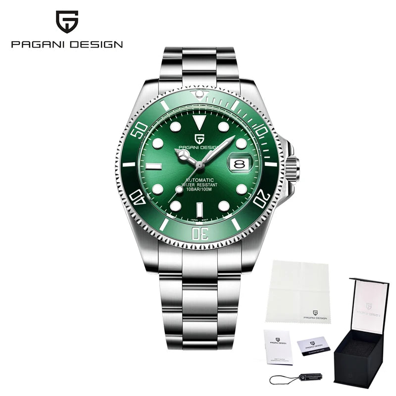 PAGANI DESIGN Diving Watch Mechanical Automatic Watch 316L Stainless Steel UltraBright Luminous Watch Top Luxury Watches for Man