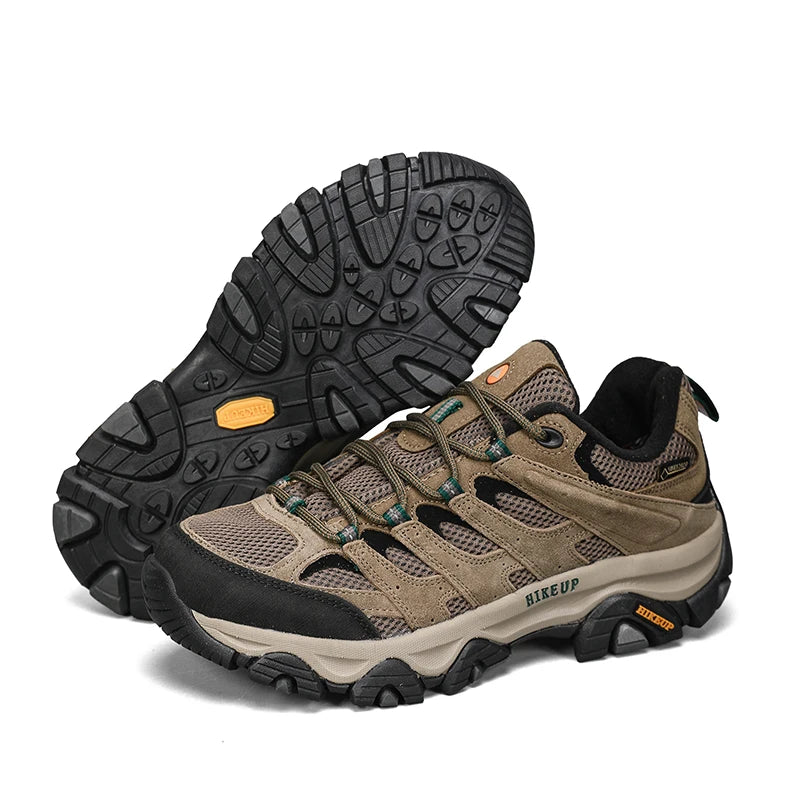 HIKEUP Hiking Shoes for Men, Designer Climbing Trekking Sneakers, Leather Outdoor Sports Work Shoes, Running Shoes