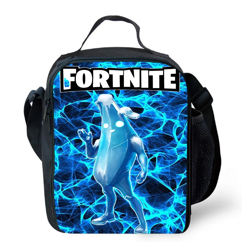 Fortnite Cartoon Lunch Bag, Portable Insulated Lunch Bag, Reusable Food Storage Bag, Suitable for Children and Students
