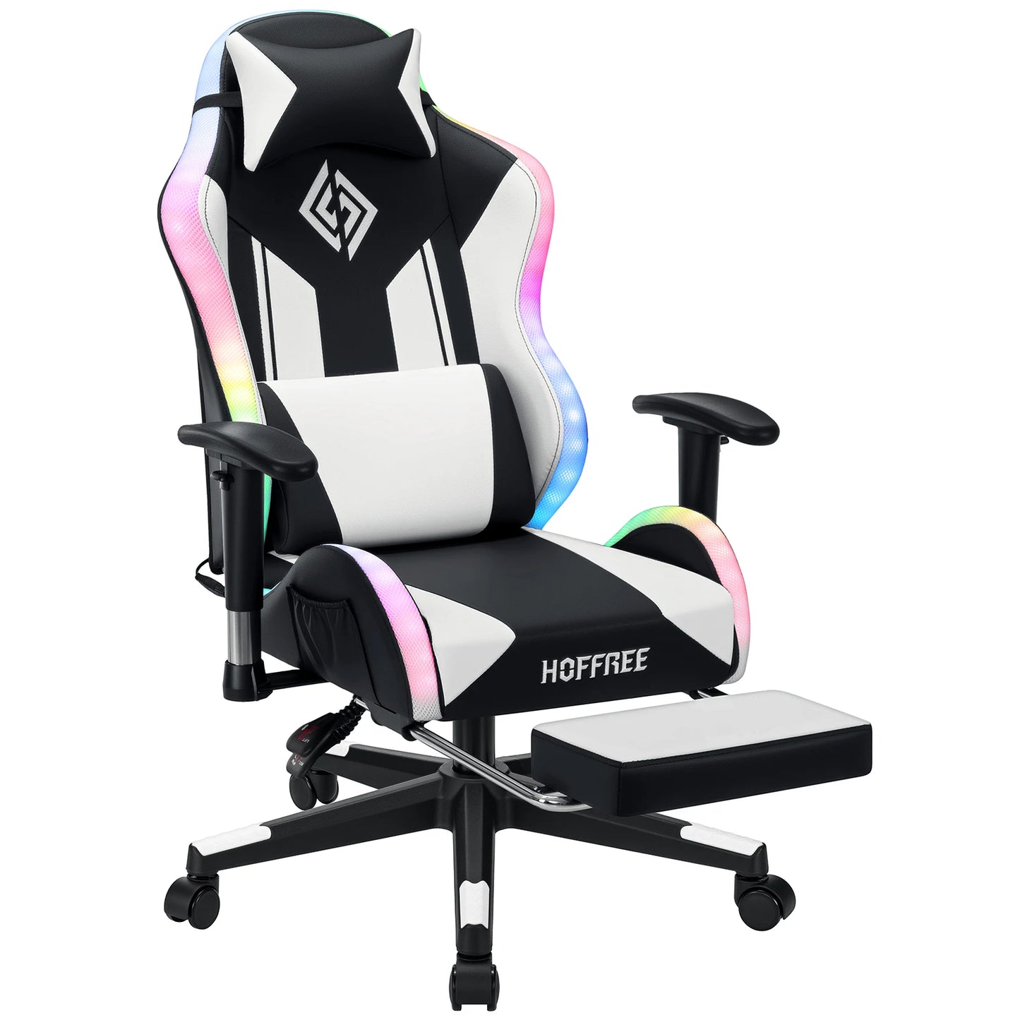 250Lbs LED Gaming Chair for Kids 8-15 Years, Adjustable Ergonomic Gamer Chair with RGB Lighting, Footrest & Lumbar Support