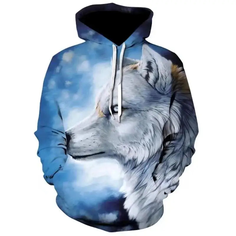 2023 Autumn Fashion New Lover Wolf Men's Hoodie 3D Pattern Loose Fall Sweatshirt Street Funny Brand
