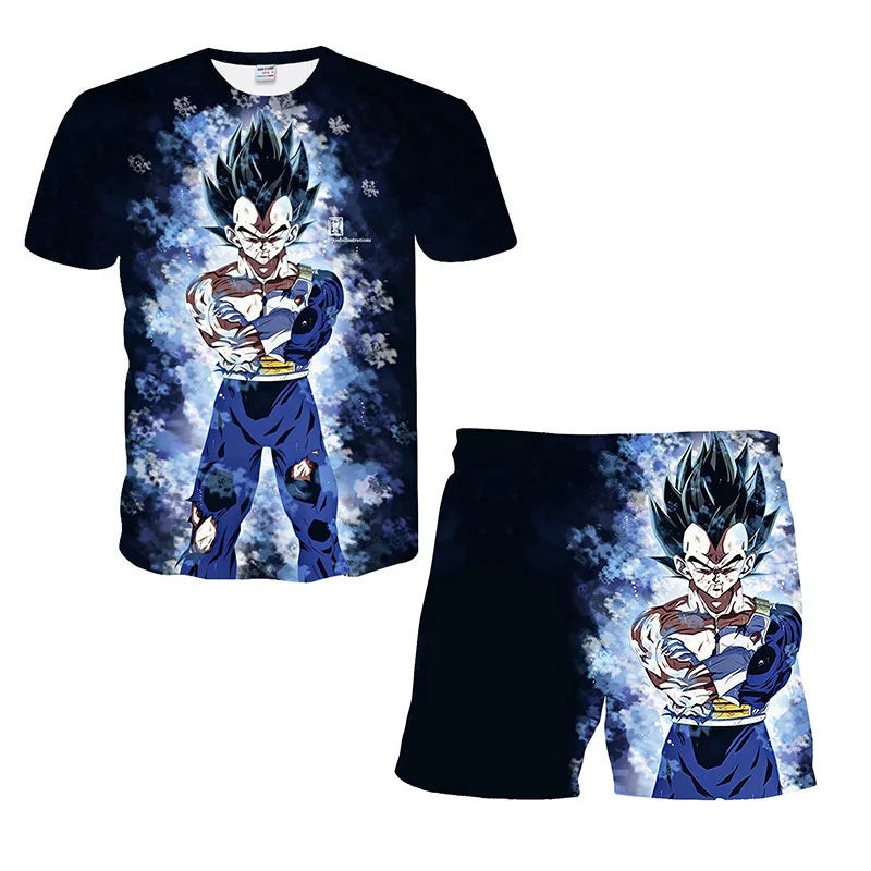 2026 Dragon Ball T-shirt Children's Top T-shirt Shorts Two Piece Set Summer Boys T-shirt+Shorts Set