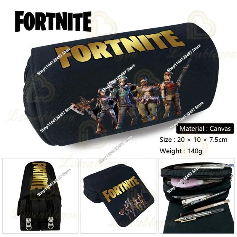 Fortnite Kids Pencil Bags Multifunctional Stationery Box Children's Large Capacity Double Layer Stationery Bag