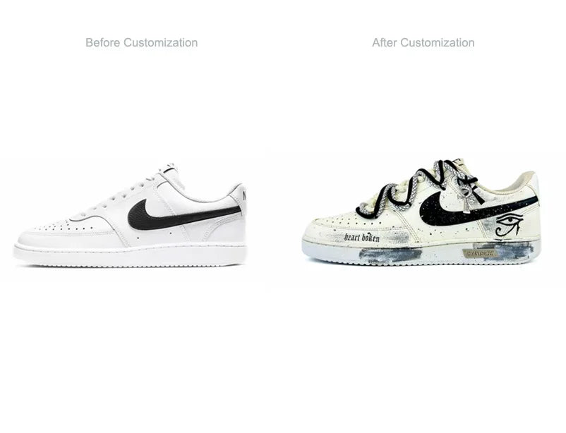 Custom Sneakers Nike Court Vision 1 Low "Eye of God 2.0" Distressed Splatter Men's Skateboarding Sneakers