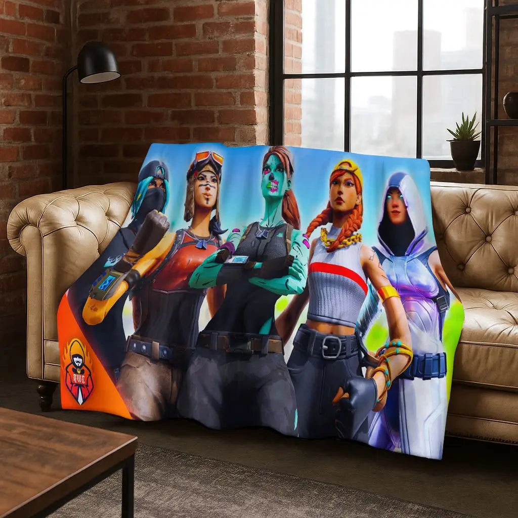 3D F-Fortnite Game Cartoon Flannel Blanket Soft Warm Throw Blanket for Bed Bedroom Room Living Room Travel Camping Kids Gift