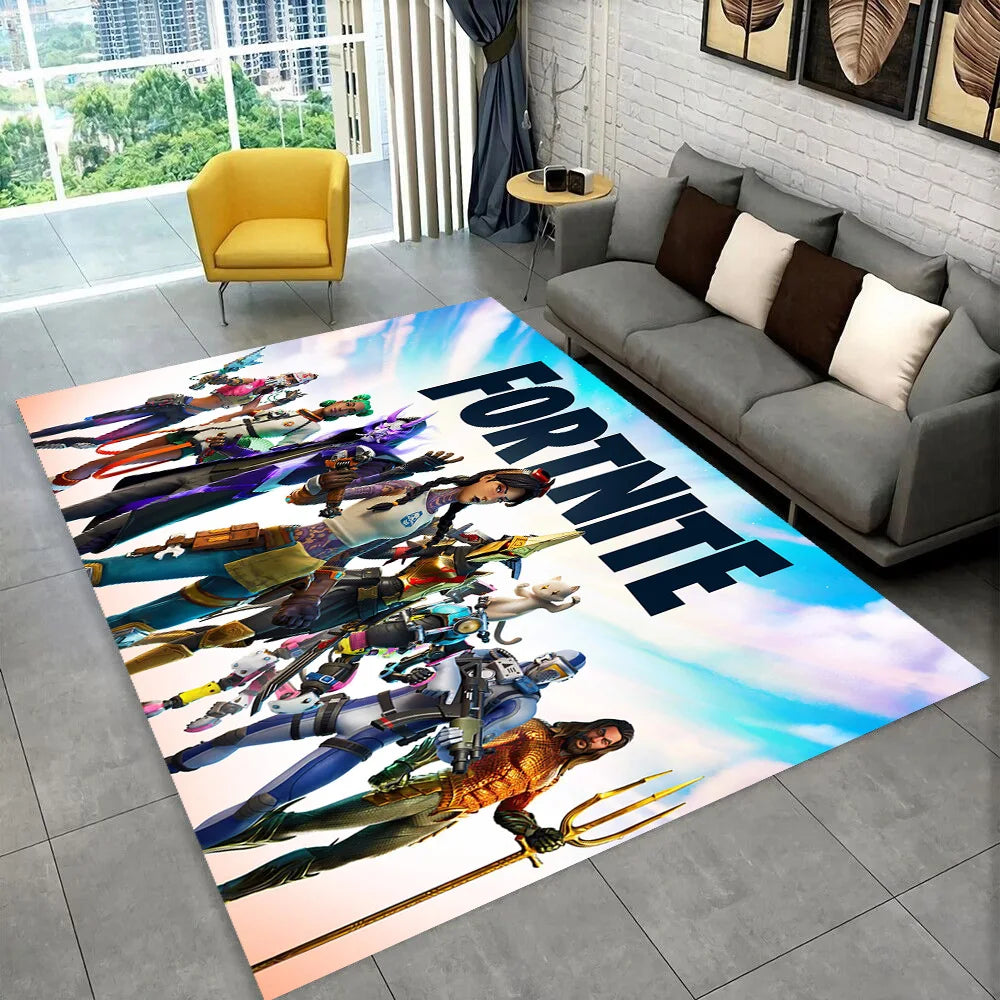 F-Fortnites Cartoon Game Carpet Rug for Playroom Bedroom Living Room Sofa Home Doormat Decor, Area Rug Non-slip Floor Mat Gift