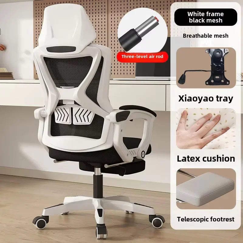 UVR Reclining Computer Chair Ergonomic Office Gaming Chair with Adjustable Backrest, Comfortable Long Sitting Desk Chair with Armrests