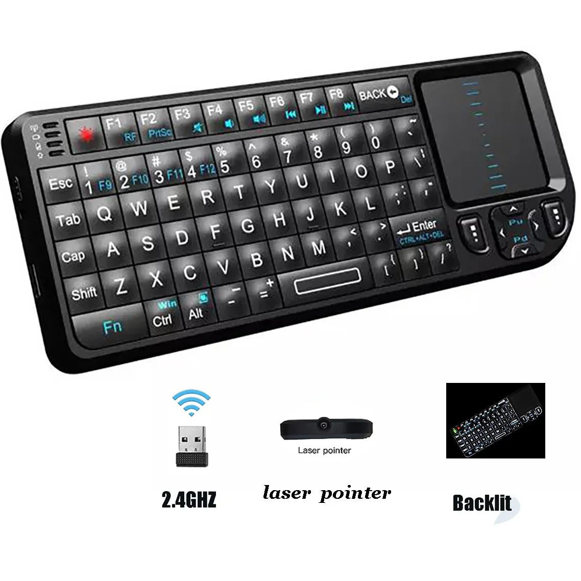 Rii Mini Wireless English Keyboard with TouchPad for Android TV Box/Mini PC/Laptop Mac, Laptop, Windows, Tablet