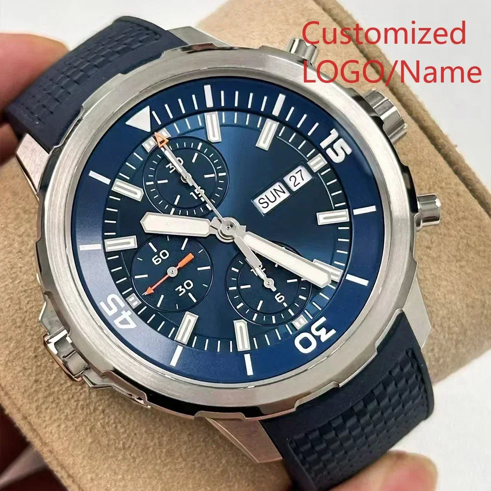 A11 Store Customized Watch Men Chronograph Watch Aquatimer Watches Multifunctional Stainless Steel Black Blue Rubber