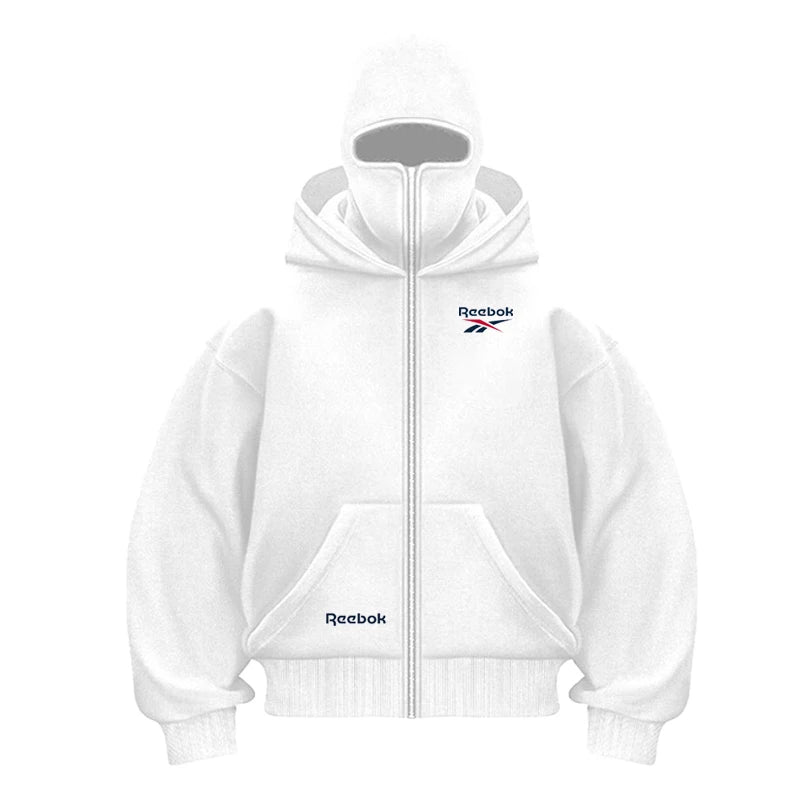Reebok logo men's new double hood design sweatshirt, gothic style, Harajuku style, new winter warm double hooded sport jacket, m. Produit gaming premium Fraquane, produits de luxe, nouvelle génération, équipement gamer