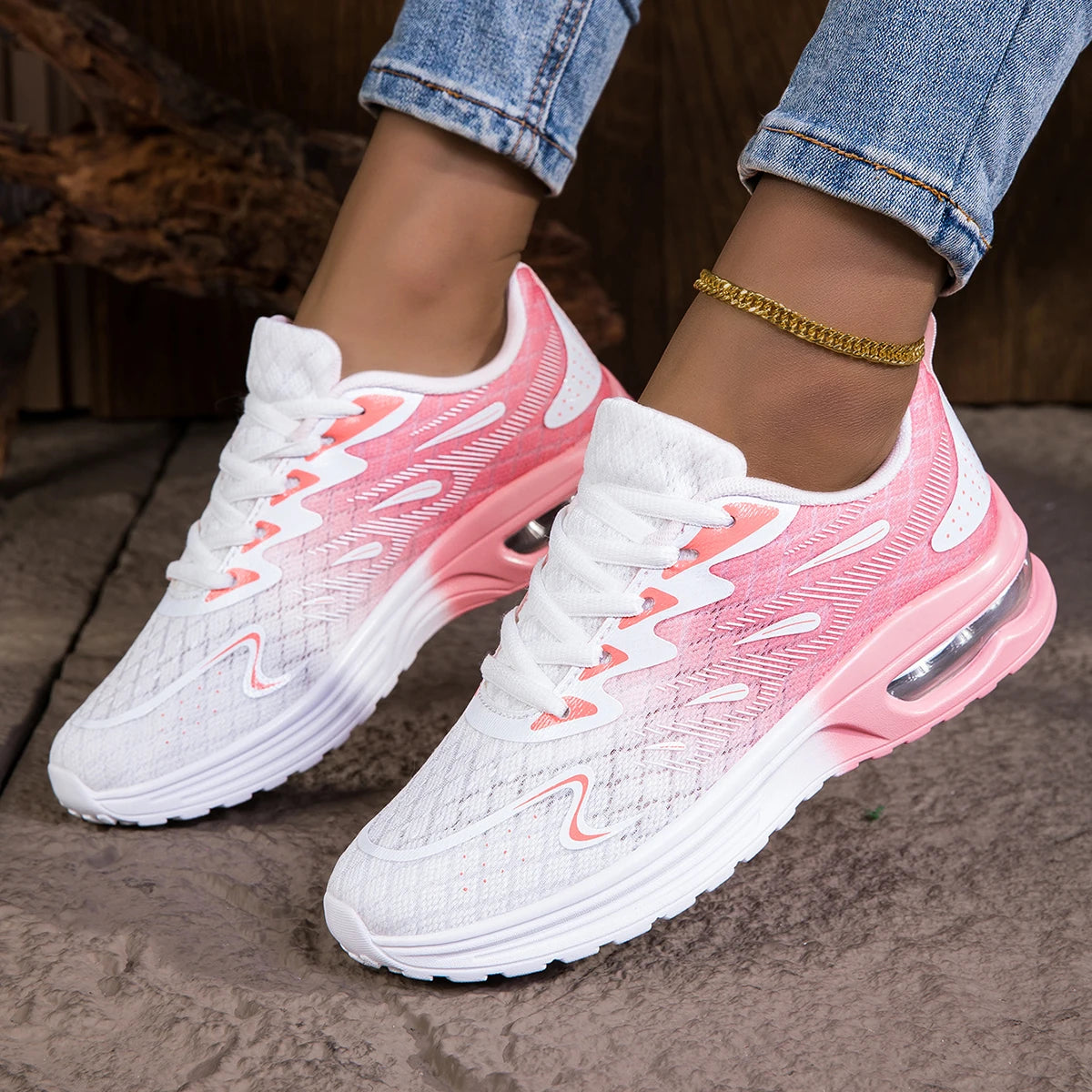 YRZL Women Sneakers Breathable Lightweight Running Shoes Non-Slip Wear-Resistant Comfortable Women's Walking Shoes