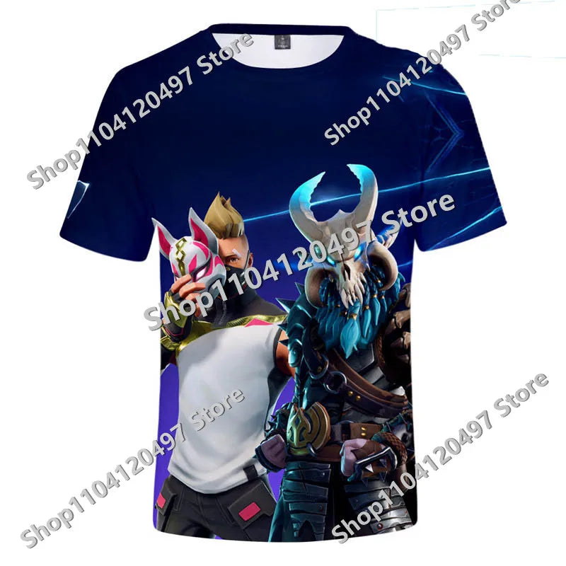 Japanese Anime Fortnite Summer T-shirt for Men and Women Battle Royale Short-Sleeved Casual Comfortable Loose Harajuku Streetwear