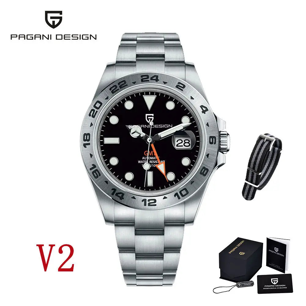 Pagani Design 2026 New Men's Automatic Mechanical Watch GMT Sapphire Stainless Steel Waterproof 10Bar Luminous BWG-9 Watch for Men