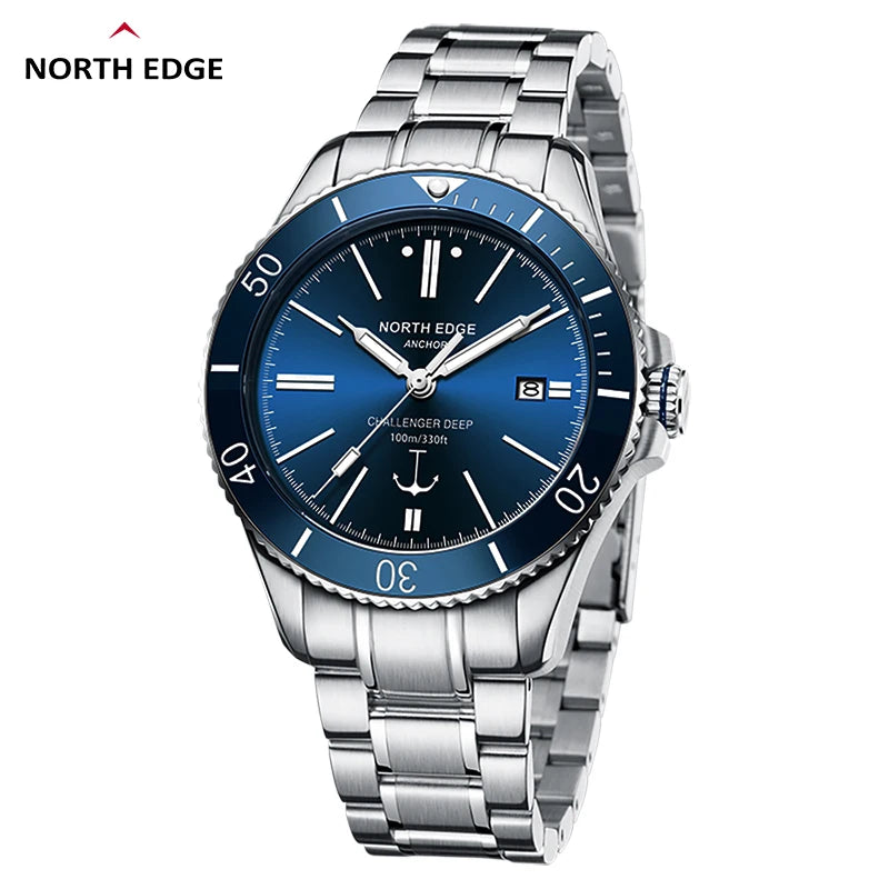 NORTH EDGE 42mm Men's Mechanical Wristwatch Luxury Sapphire Glass MIYOTA 8215 Automatic Watches 10bar Waterproof Watch Men ANCHOR
