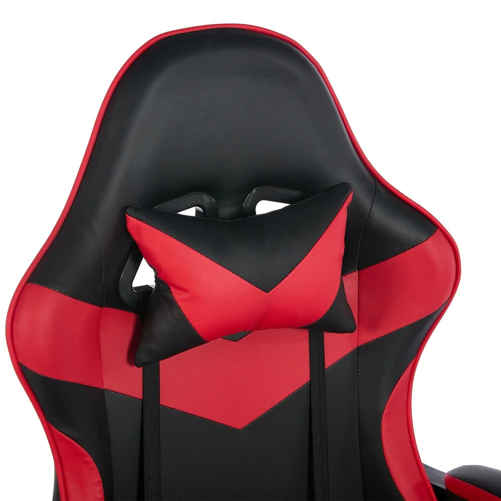 Ergonomic Racing Gaming Chair with Lumbar Support, Massage Function, Footrest, Reclining Leather Gaming Chair for Office & PC Gaming