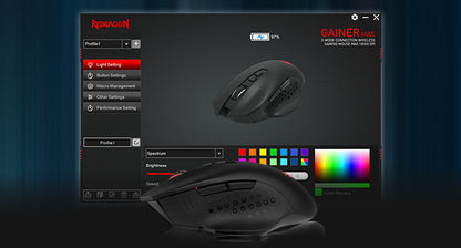 Redragon M656 MAX 3-Mode Wireless Gaming Mouse 10000 DPI Rechargeable Gaming Mice   5 DPI Levels, 7 Macro Buttons, RGB Backlight