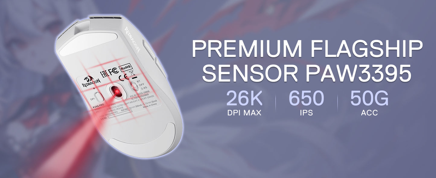 Redragon M916AK PRO 3-Mode Anime 42G ultrakevyt 26K DPI:n pelihiiri täysin ohjelmoitavilla painikkeilla