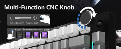 Attack Shark X820Ultra Wireless 75% Mechanical Gaming Keyboard with Screen & Knob Hot Swappable 2.4GHz/BT/Wired RGB