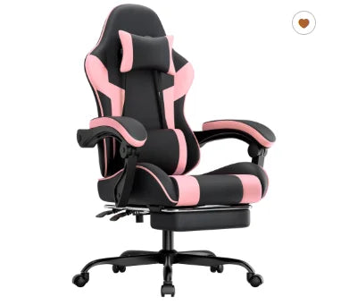 Ergonomic Gaming Chair with Lumbar Support, PU Leather Gaming Chair, Adjustable Reclining Computer Chair, Comfortable Office Chair for Gaming & Work