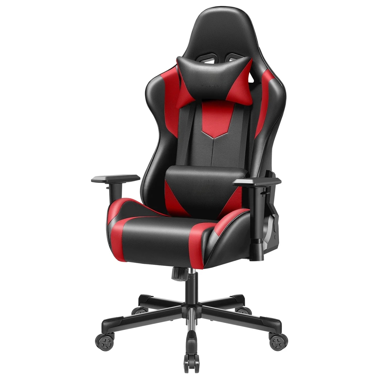 Ergonomic Gaming Chair with Lumbar Support, Adjustable PU Leather Gaming Chair with Headrest, Reclining Swivel Office Chair for PC Gaming