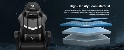 LUCK RACER Gaming Chair with Footrest Ergonomic Office Chair, Adjustable Lumbar Support Pillow, Reclining Gamer Chair 150KG Capacity