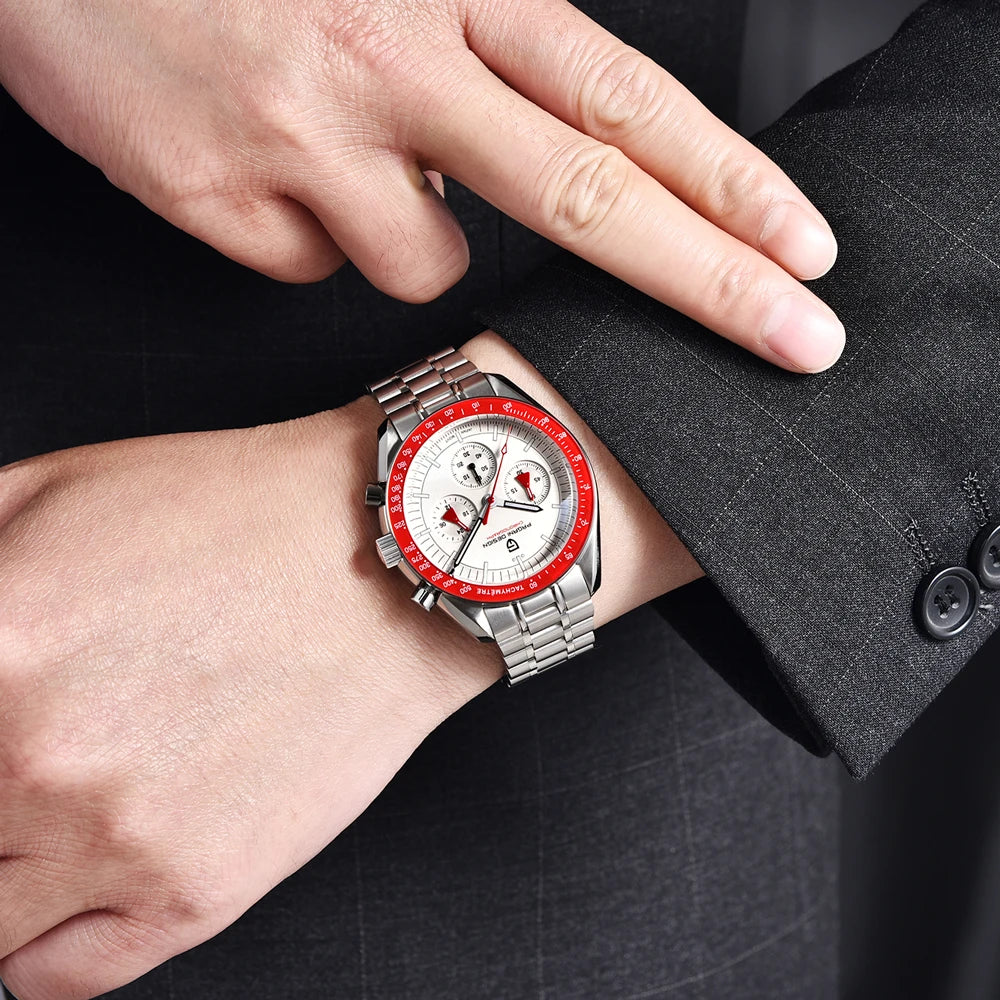 PAGANI DESIGN 2026 New Red Men's Watches Luxury Quartz Wrist Watch For Men Chronograph Automatic Date Waterproof Local Shipping