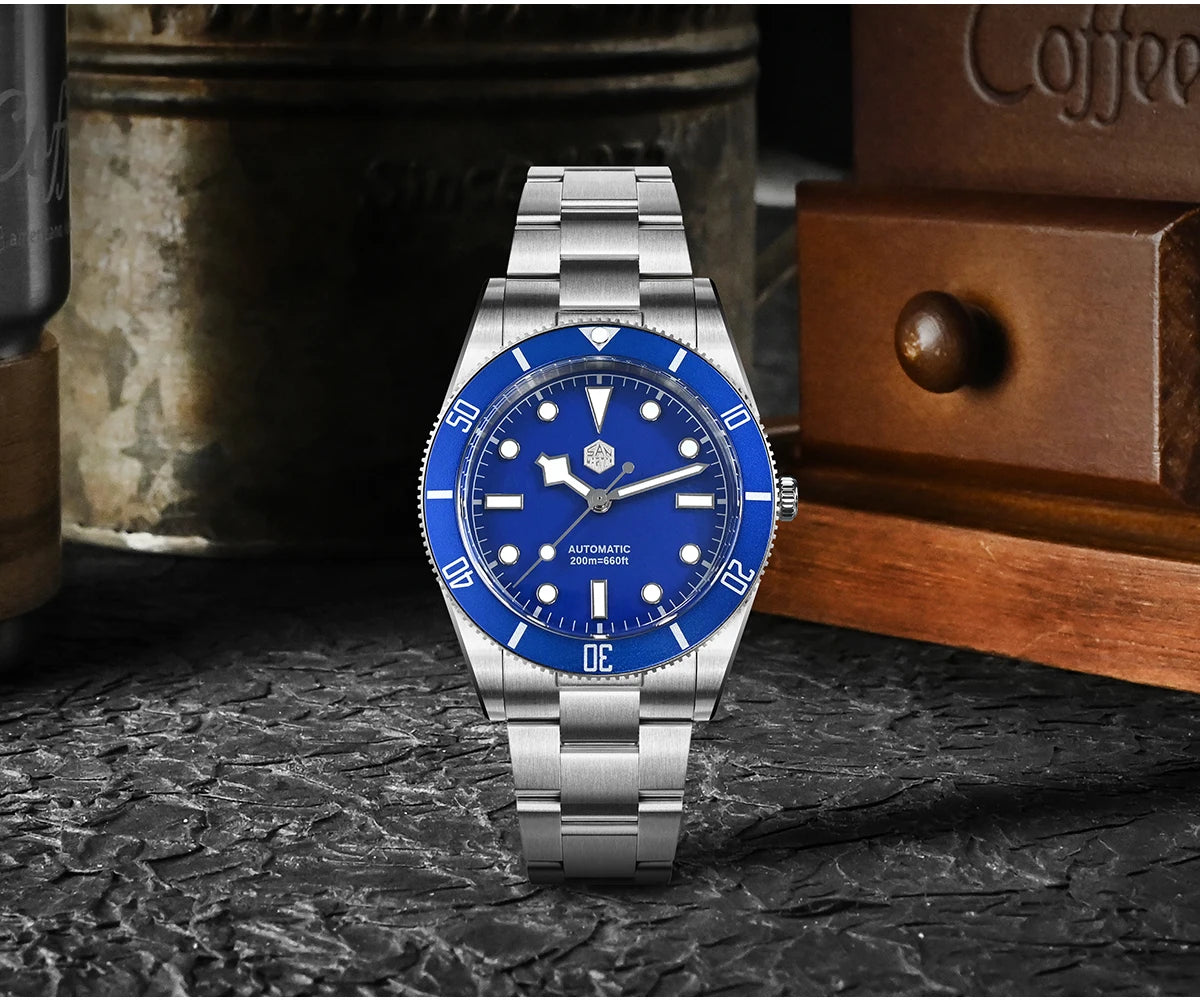 San Martin New Upgraded 37mm BB54 Vintage Men Diver Watch ST2130 Automatic Mechanical Sapphire Luminous Waterproof 200m SN0138
