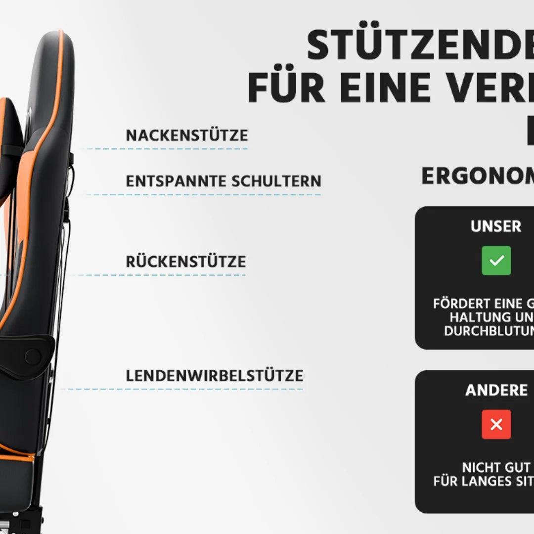 Ergonomic Gaming Chair with Lumbar Support, PU Leather Gaming Chair, Adjustable Reclining Computer Chair, Comfortable Office Chair for Gaming & Work
