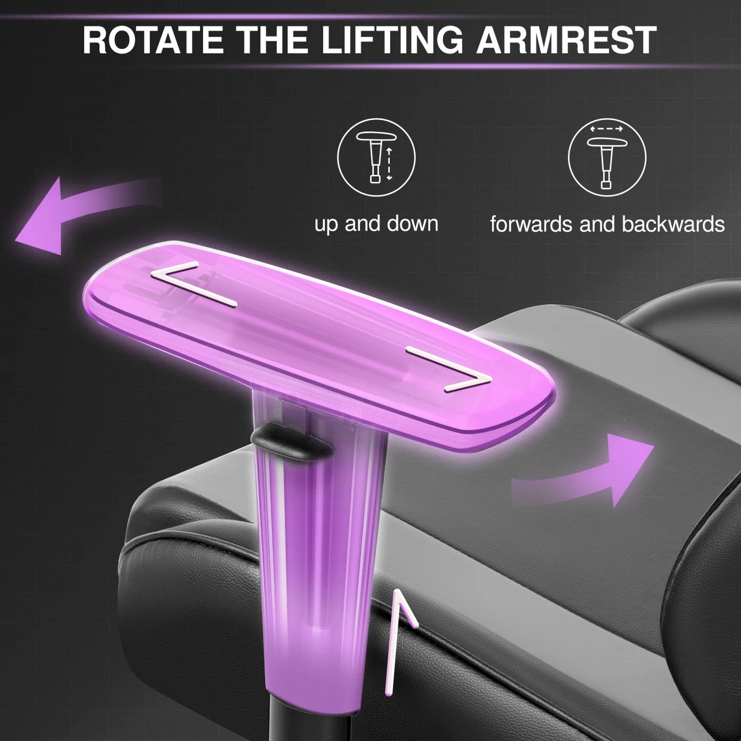 Gaming chair PU leather adjustable in multiple directions, with lumbar support and headrest, ergonomic, black-gray