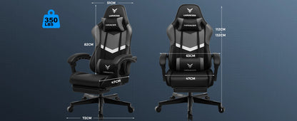LUCK RACER Gaming Chair with Footrest Ergonomic Office Chair, Adjustable Lumbar Support Pillow, Reclining Gamer Chair 150KG Capacity