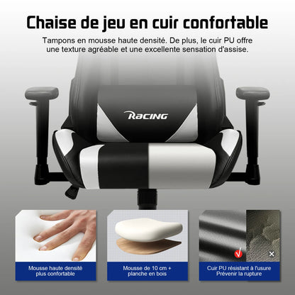 Hiazurm Office chair，Gaming chair for adults with adjustable backrest and armrests，Gaming chair with 3D wing contour design，Ergonomic office chair with S-shaped back support，Gaming chair with one-piece steel frame