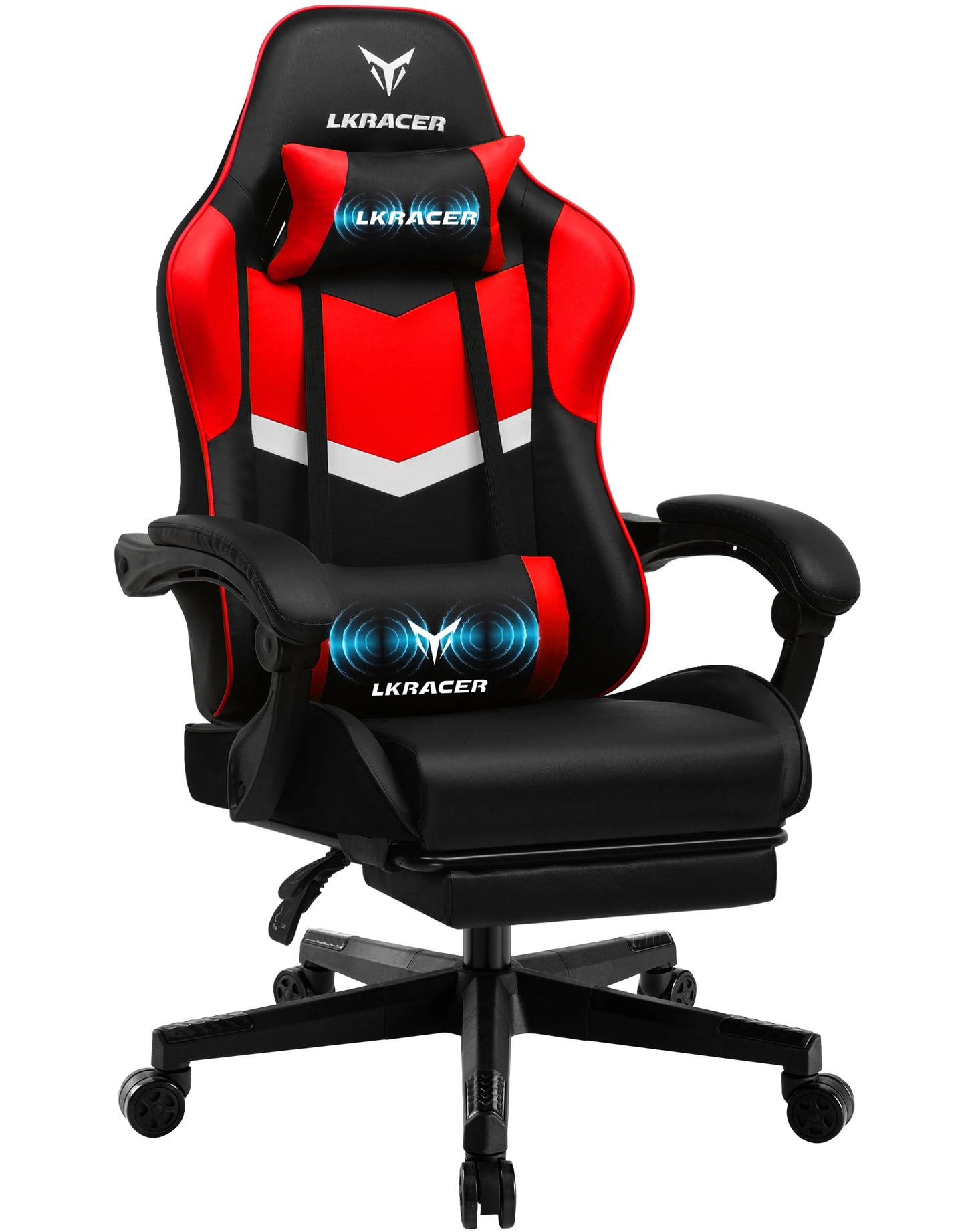 LUCK RACER Gaming Chair with Footrest Ergonomic Office Chair, Adjustable Lumbar Support Pillow, Reclining Gamer Chair 150KG Capacity