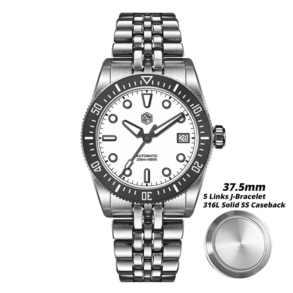 San Martin 37.5mm 40mm Classic Simple Dial Men Diver Watch Miyota 9015 Luxury Automatic Mechanical Watch Waterproof 200m SN0148