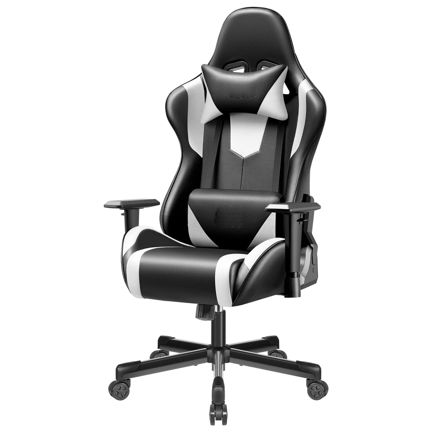 Ergonomic Gaming Chair with Lumbar Support, Adjustable Headrest, PU Leather Reclining Gaming Chair for Office & Computer Desk