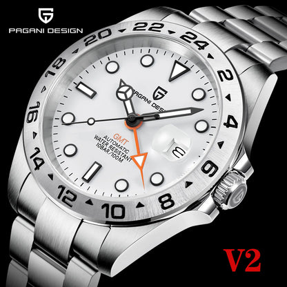 Pagani Design 2026 New Men's Automatic Mechanical Watch GMT Sapphire Stainless Steel Waterproof 10Bar Luminous BWG-9 Watch for Men