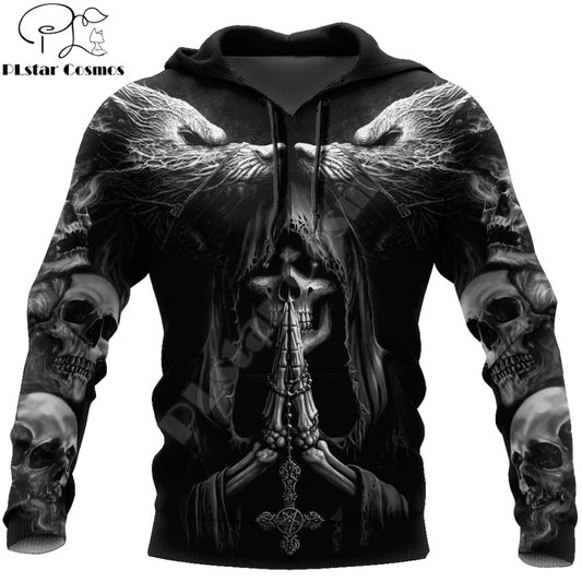 Autumn Fashion Hoodies Fenrir Wolf Skull Tattoo 3D All Over Printed Men's Sweatshirt Unisex Zip Pullover Casual Jacket DW0364