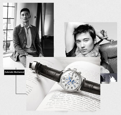 Carnival Brand Automatic Watch, Fashion Luxury Waterproof Calendar with Moon Phase, Mechanical Watches for Men