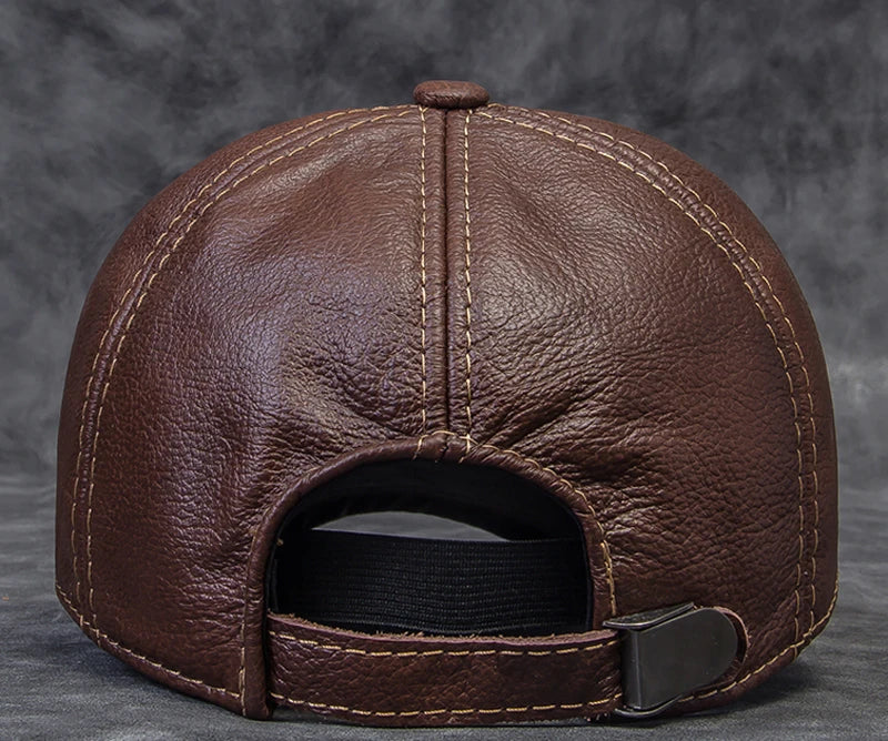Cappellino da baseball da uomo in vera pelle di vacchetta, 56-60 cm, nero/marrone, con stampa aquila, per uomo, casual, streetwear, GF, Gorras, Dad Hat