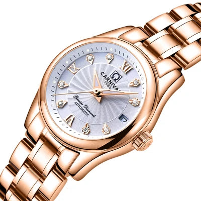 CARNIVAL Brand Luxury Mechanical Watch for Women Ladies Fashion Sapphire Automatic Movement Wristwatches Waterproof Watch for Women