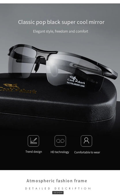 Cook Shark's new aluminum magnesium sunglasses men's sunglasses HD polarized driving drivers color glasses tide
