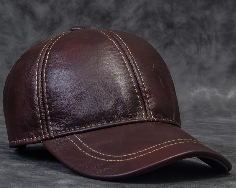 Cappellino da baseball da uomo in vera pelle di vacchetta, 56-60 cm, nero/marrone, con stampa aquila, per uomo, casual, streetwear, GF, Gorras, Dad Hat